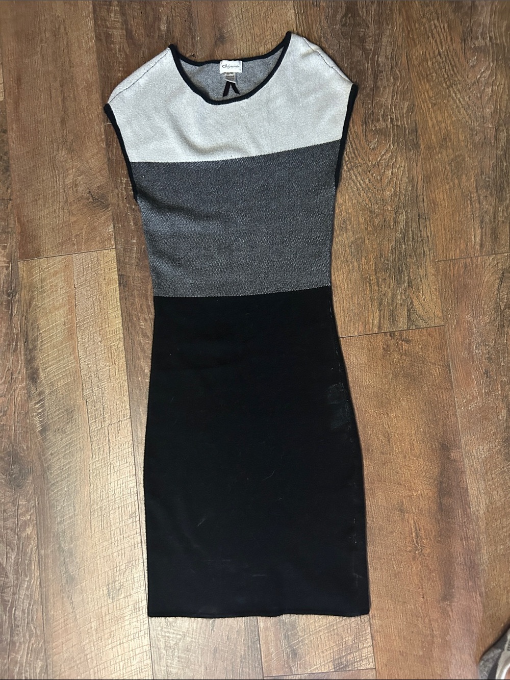 Dynamite Metallic-Trim Colorblock Midi Dress in Silver, Gray & Black